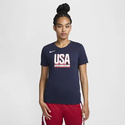 Nike Usa  Women's Dri-fit Basketball Practice T-shirt In Blue