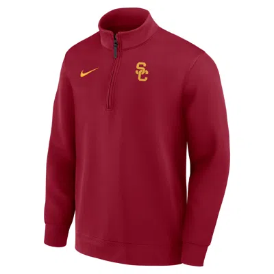 Nike Usc Coaches  Men's Dri-fit College Long-sleeve 1/2-zip Top In Red