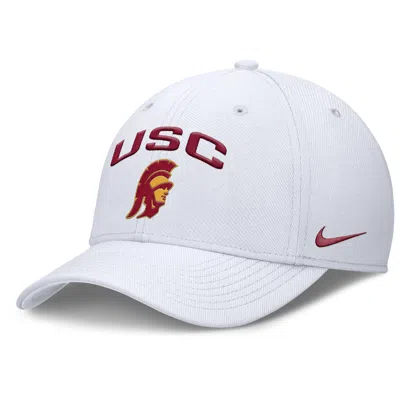 Nike Usc On-field Rise Swoosh  Men's Dri-fit College Hat In White