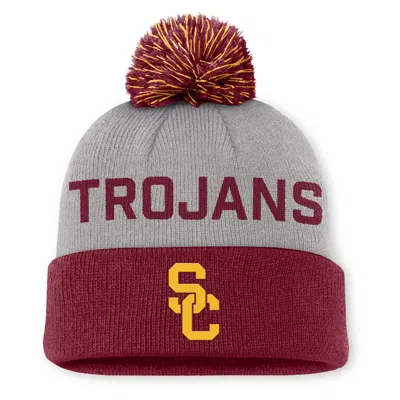 NIKE USC PRIMETIME PEAK  MEN'S COLLEGE CUFFED POM BEANIE,1015911763