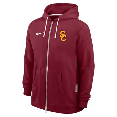 Nike Usc Sideline  Men's Dri-fit College Full-zip Hoodie In Burgundy