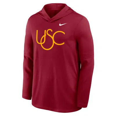 Nike Usc Sideline  Men's Dri-fit College Long-sleeve Hooded Top In Burgundy