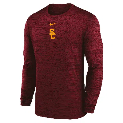 Nike Usc Sideline Velocity  Men's Dri-fit College Long-sleeve T-shirt In Red