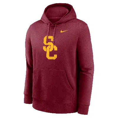 Nike Usc Trojans Primetime Evergreen Club Primary Logo  Men's College Pullover Hoodie In Red