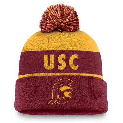 Nike Usc Trojans Primetime Peak  Unisex College Cuffed Pom Beanie In Red