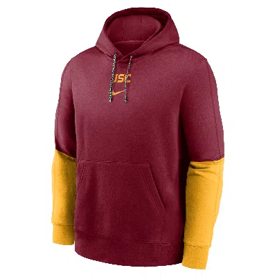 Nike Usc Trojans Sideline Team Issue Club  Men's College Pullover Hoodie In Red