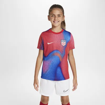 Nike Usmnt Academy Pro Big Kids'  Dri-fit Soccer Pre-match Short-sleeve Top In White