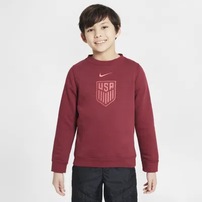 Nike Usmnt Club Big Kids' (boys')  Soccer Crew-neck Sweatshirt In Red