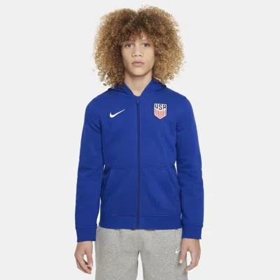 Nike Usmnt Club Big Kids' (boys')  Soccer Full-zip French Terry Hoodie In Blue