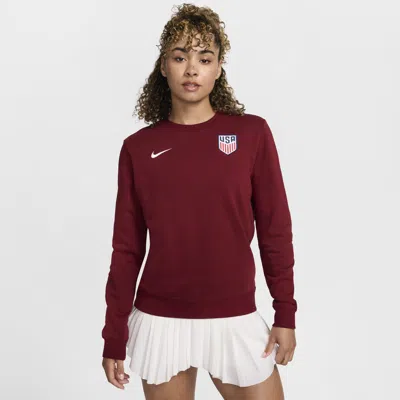 Nike Usmnt Club Fleece  Women's Soccer Crew-neck Sweatshirt In Red