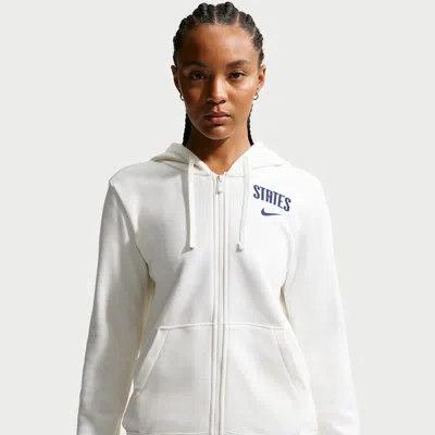 Nike Usmnt Club Fleece  Women's Soccer Full-zip Hoodie In White