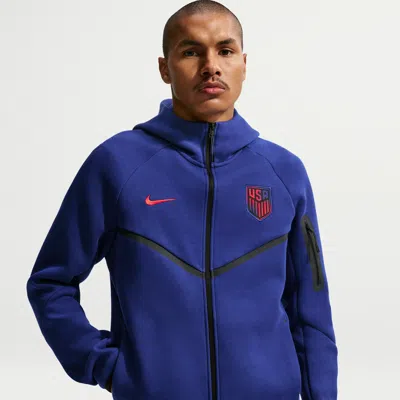 Nike Usmnt Tech Fleece Windrunner  Men's Soccer Full-zip Hoodie In Blue