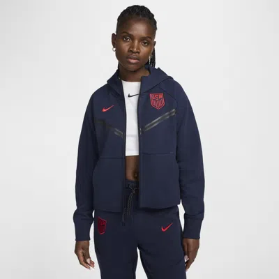 Nike Usmnt Tech Fleece Windrunner  Women's Soccer Full-zip Hoodie In Blue