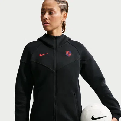 Nike Usmnt Tech Fleece Windrunner  Women's Soccer Full-zip Hoodie In Black