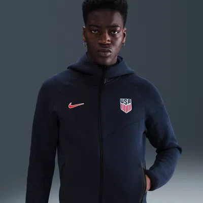 Nike Usmnt Tech Windrunner  Men's Soccer Fleece Full-zip Hoodie In Blue