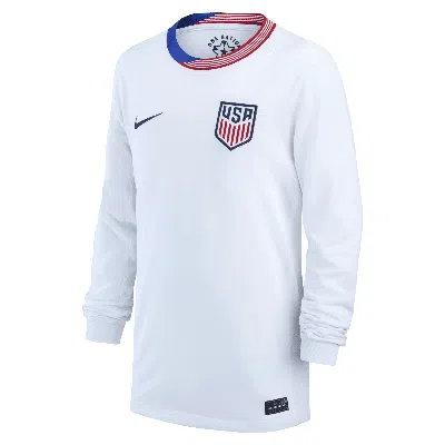 Nike Uswnt 2024 Stadium Home Big Kids'  Dri-fit Soccer Long-sleeve Replica Jersey In White
