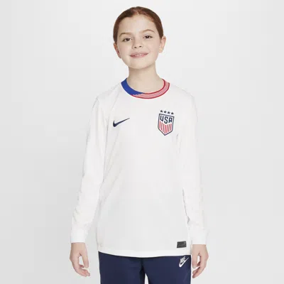 Nike Uswnt 2024 Stadium Home Big Kids'  Dri-fit Soccer Long-sleeve Replica Jersey In White