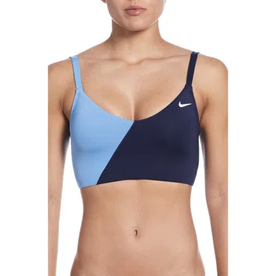 Nike V-neck Midkini Swim Top In Multi