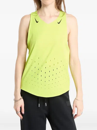 Nike V-neck Perforated Tank Top In Yellow