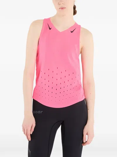 Nike V-neck Perforated Top In Pink