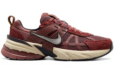 Pre-owned Nike V2k Run Mtlc Platinum (women's) Sneakers In Dark Team Red/night Maroon/barkroot Brown