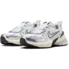 Nike Mesh V2k Run Low Top Sneakers With Metallic Faux Leather Tri In Summit White/metallic Silver