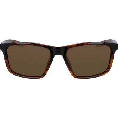 Nike Valient 60mm Square Sunglasses In Tortoise/dark Brown