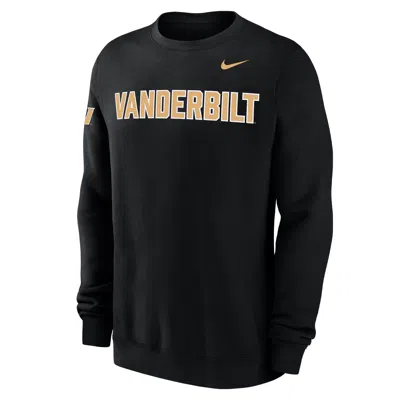 Nike Vanderbilt Club Fleece  Men's College Crew-neck Sweatshirt In Black