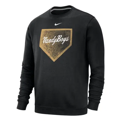 Nike Vanderbilt Club Fleece  Men's College Crew-neck Sweatshirt In Black