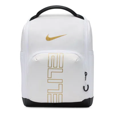 Nike Varsity Elite Shoe Bag 'white Black Metallic Gold' In White/black/metallic Gold