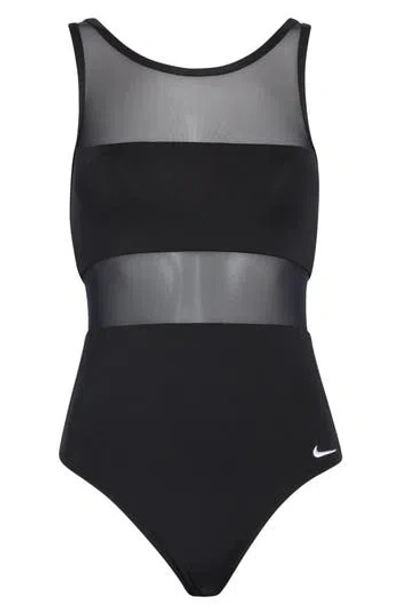 Nike V-back One-piece Swimsuit In Black
