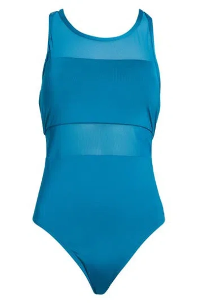 Nike V-back One-piece Swimsuit In Blue