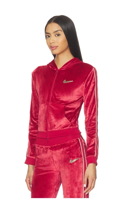 Nike Velour Full Zip Hoodie In Red