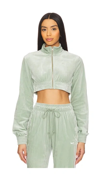 Nike Velour Full-zip Top In Jade Horizon & Sail