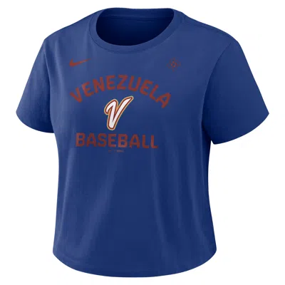 Nike Royal Venezuela Baseball 2026 World Baseball Classic Mod Cropped T-shirt In Blue
