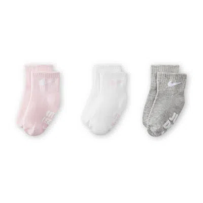 Nike Verbiage Gripper Socks (3 Pairs) Baby Socks In Pink
