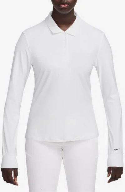 Nike Victory Dri-fit Long Sleeve Polo In White/black