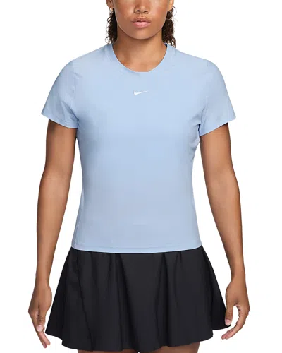 Nike Victory Dri Fit Short Sleeve Tennis Top In Blue