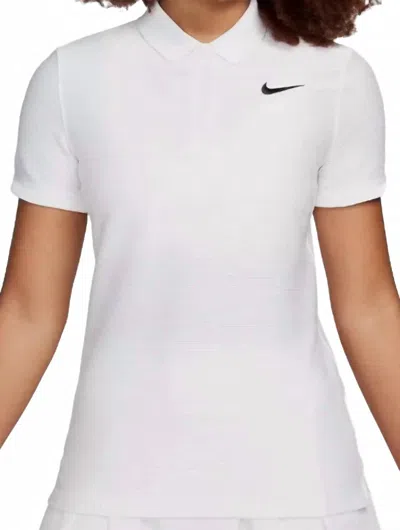 Nike Victory Dri-fit Golf Polo Ribbed Shirt In White