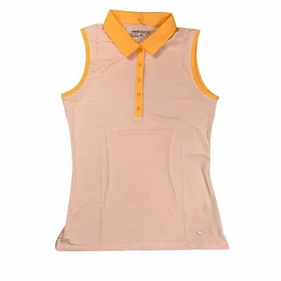 Nike Victory Polo Shirt Women's Pink Orange Dri-fit Sleeveless Active Ups928