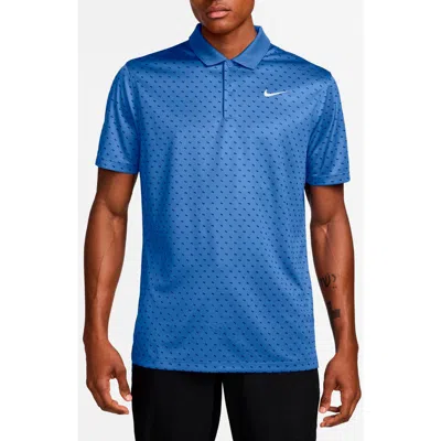 Nike Victory Print Dri-fit Golf Polo In Blue