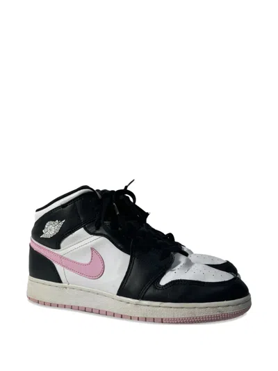 Pre-owned Nike Vintage Air Jordan 1 Leather Sneakers In Black