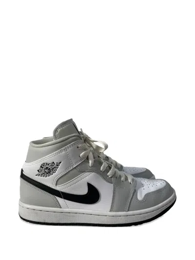 Pre-owned Nike Vintage Jordan 1 Mid Leather Trainers In Gray