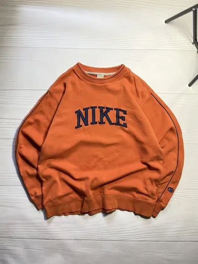 Pre-owned Nike Vintage  Big Logo Box Fit Oversize Faded Y2k Sweatshirt In Orange
