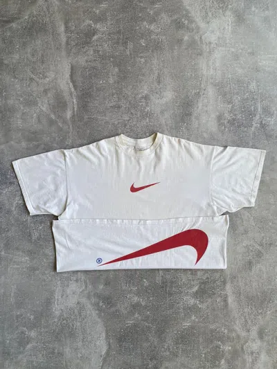 Pre-owned Nike Vintage  Big Logo Swoosh T-shirt In White