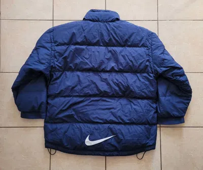 Pre-owned Nike Vintage  Big Swoosh Puffer Jacket In Blue