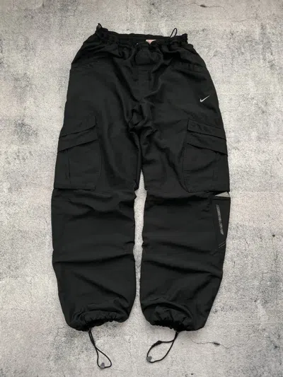 Pre-owned Nike Vintage  Cargo Nylon Parachute Y2k Tightening Pants In Black