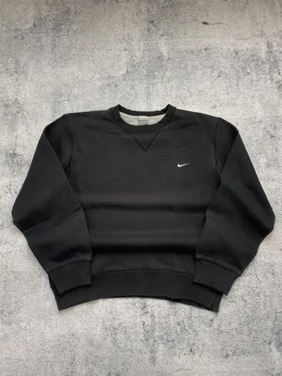 Pre-owned Nike Vintage  Distressed Swoosh Logo Y2k Boxy Fit Sweatshirt In Black