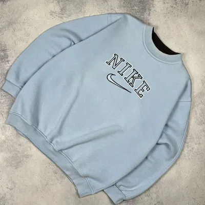 Pre-owned Nike Vintage  Embroidered Big Logo Bootleg Sweatshirt 90's In Blue