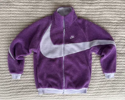 Pre-owned Nike Vintage  Reversible Boa Fleece Jacket Fuschia Purple Med